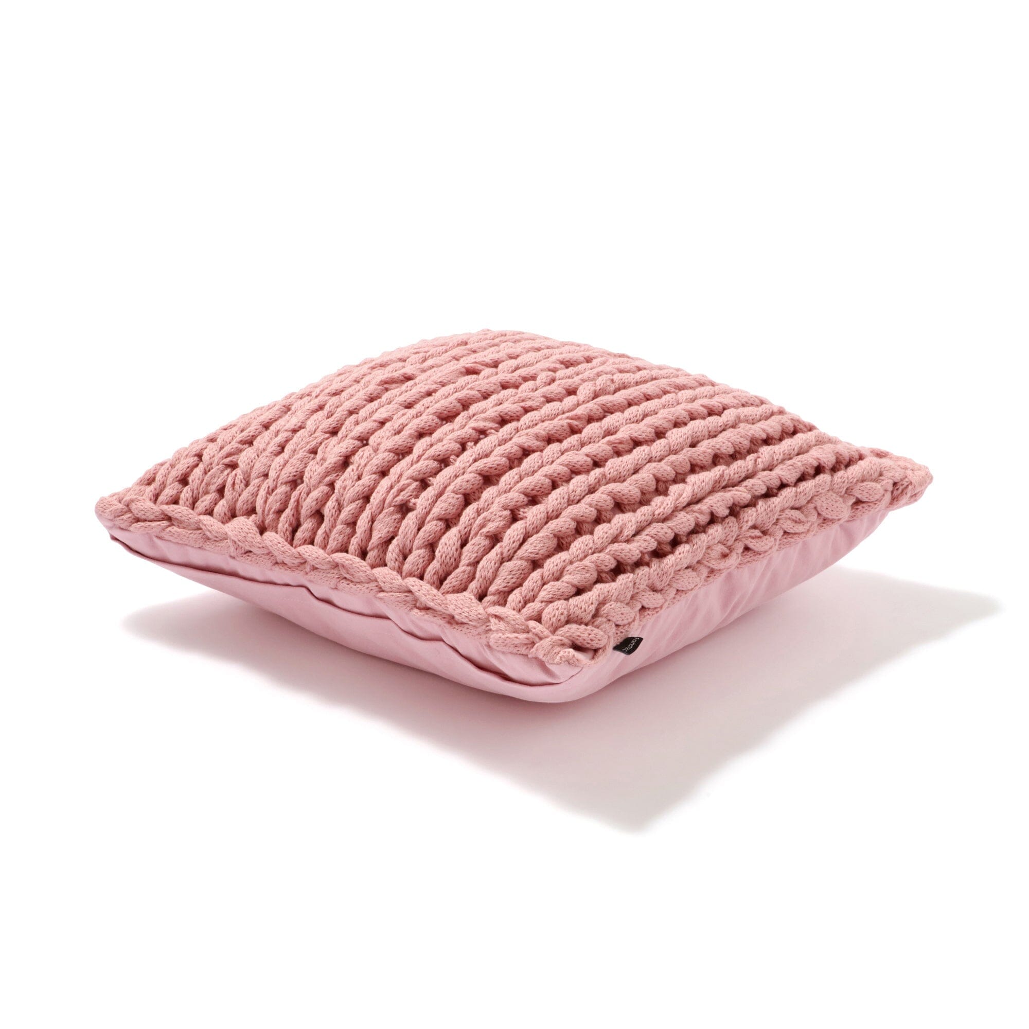 Chunky Knit Cushion Cover 18x18 Inches Pink - Soft Boho Pillow Case for Sofa, Bed, Living Room Decor