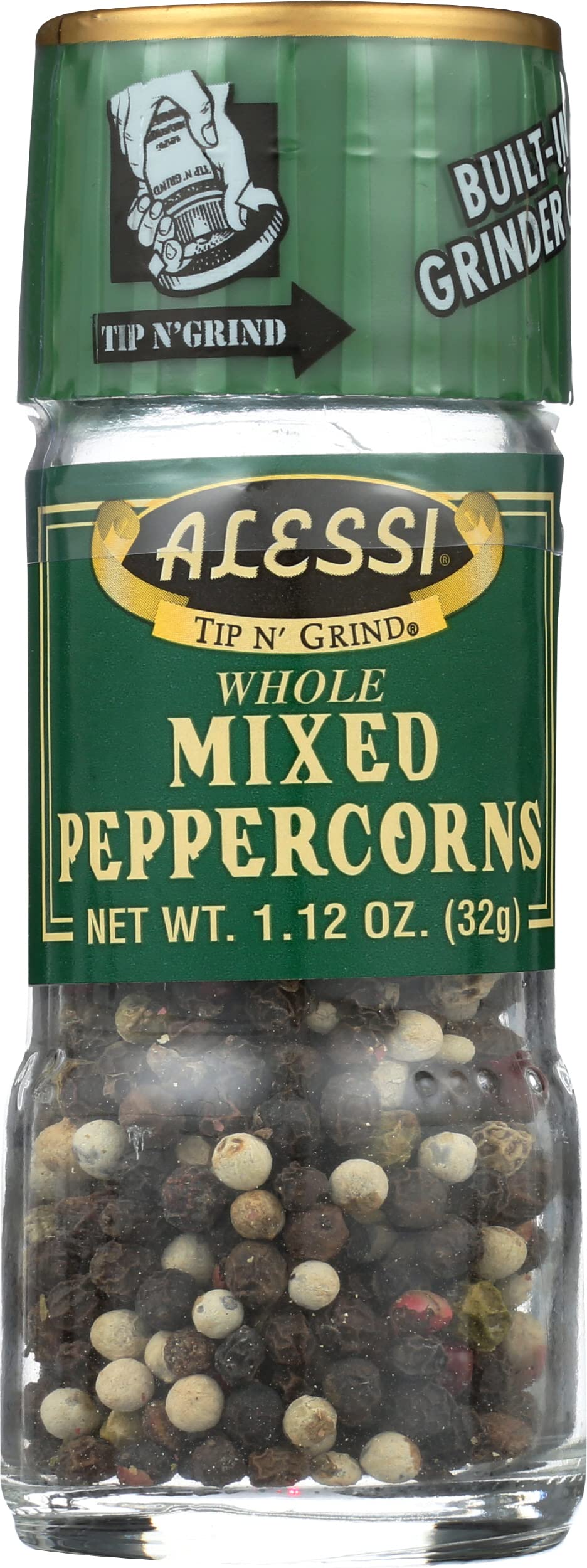 Alessi Mixed Peppercorn Grinder - Whole Peppercorn Mill, 1.12 oz - Perfect for Kitchen, Restaurant & Gourmet Cooking