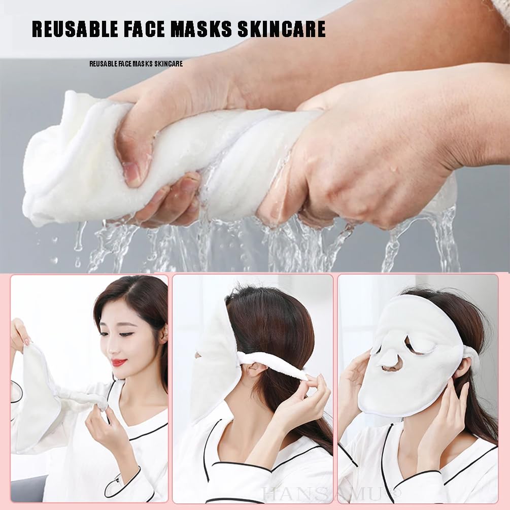 2 Pack Reusable Face Towel Mask - Coral Fleece Hot & Cold Facial Steamer for Moisturizing & Spa Skin Care - Women & Girls (Perfect for Relaxation, Skincare Routine & At-Home Spa Treatments)
