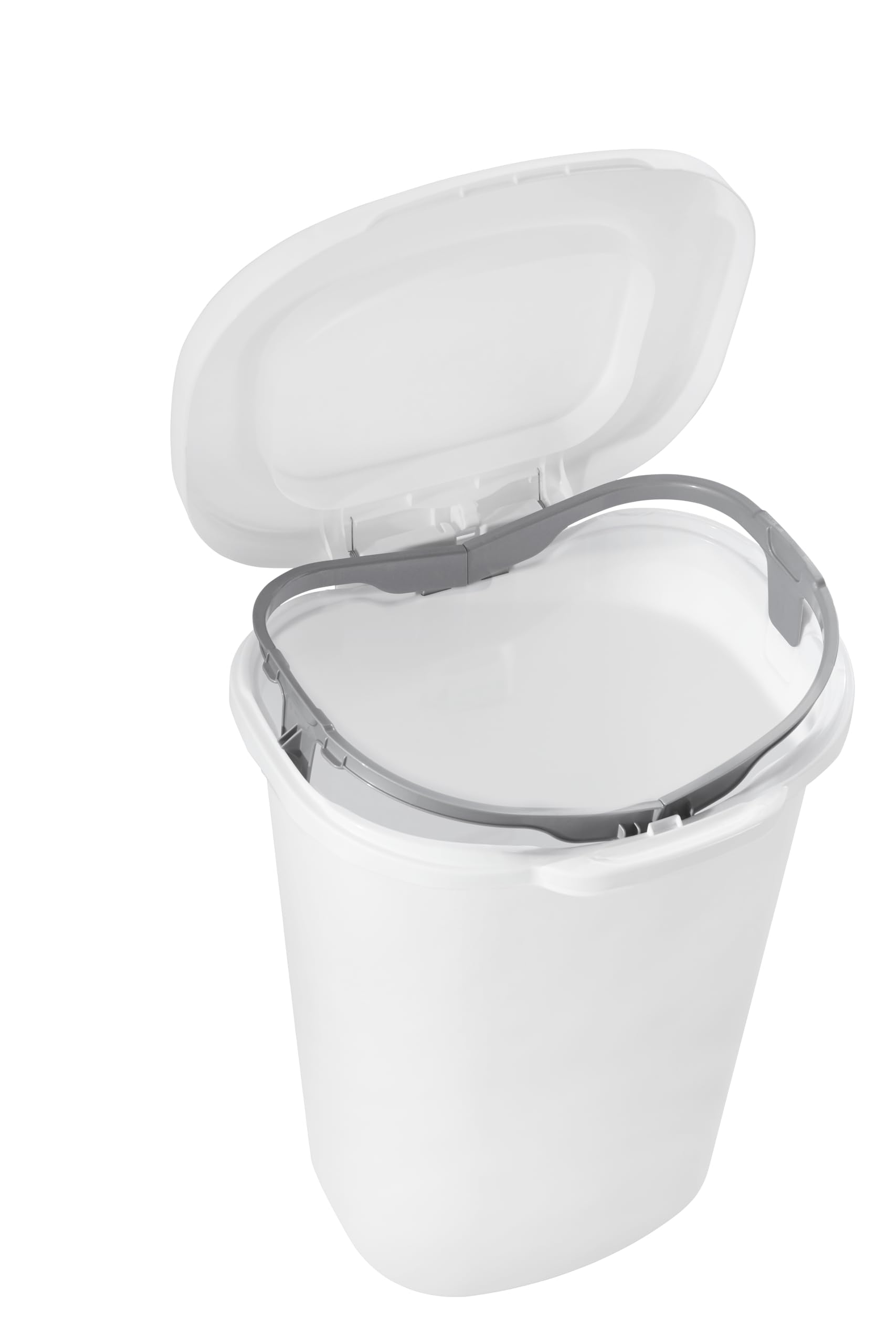 Rubbermaid 13 Gallon White Touch Top Lid Trash Can - Plastic Resin Waste Basket for Home, Kitchen, Bathroom, Bedroom & Office - Perfect for Recycling, Disposal & Organization Needs