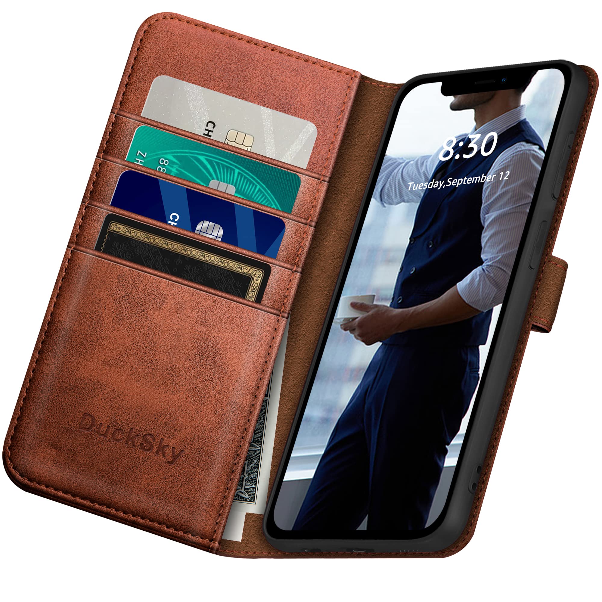 Genuine Leather Wallet Case for iPhone 15 Pro Max 6.7