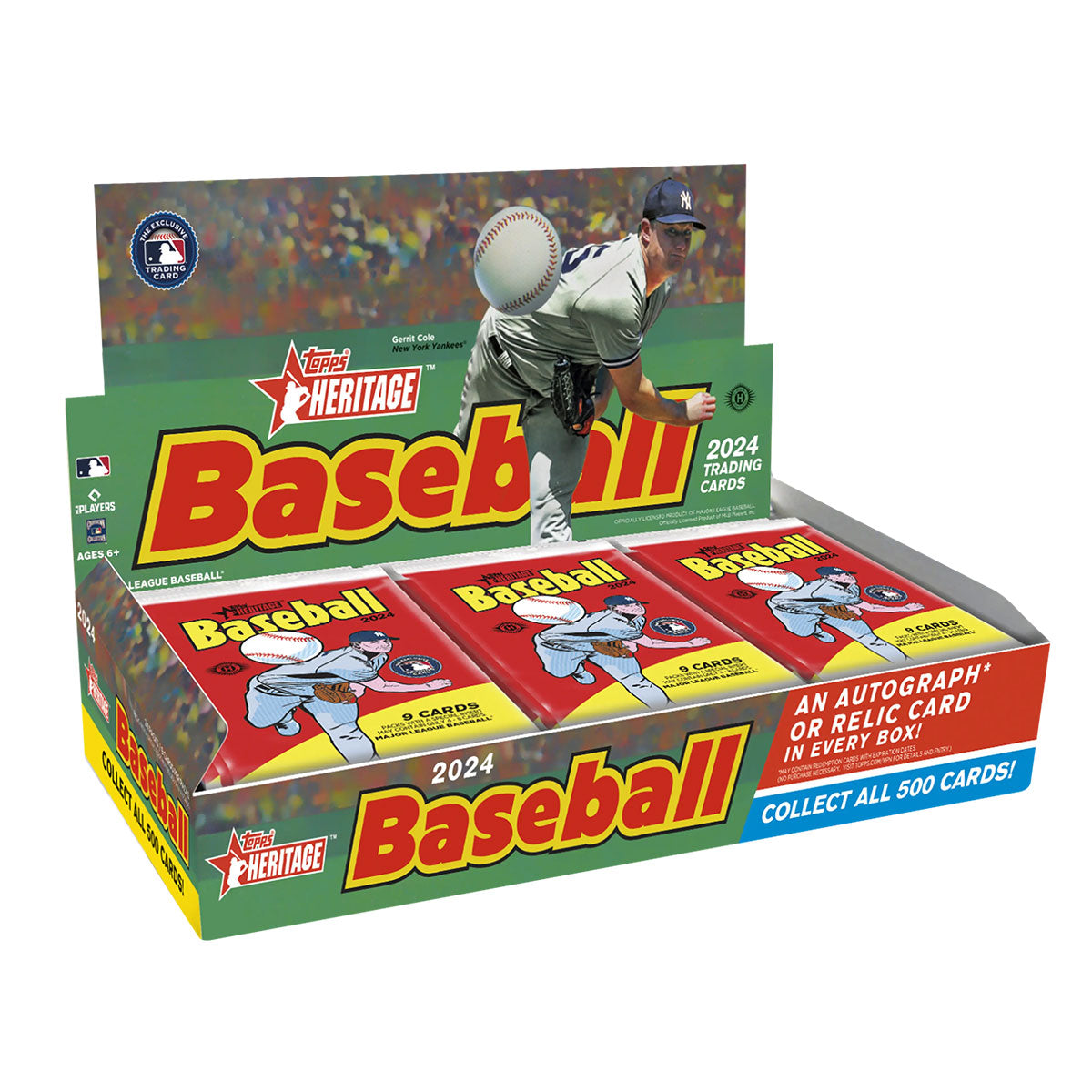 2024 Topps Heritage Baseball Hobby Box - Collectible Trading Cards for Sports Fans & Enthusiasts - Perfect for Collecting, Trading, and Displaying