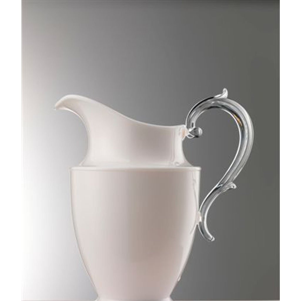 Mario Luca Giusti Federica Pitcher - Elegant White Ceramic Pitcher for Home Decor, Kitchen & Dining | Perfect for Serving Beverages, Displaying Flowers, or as a Stylish Centerpiece