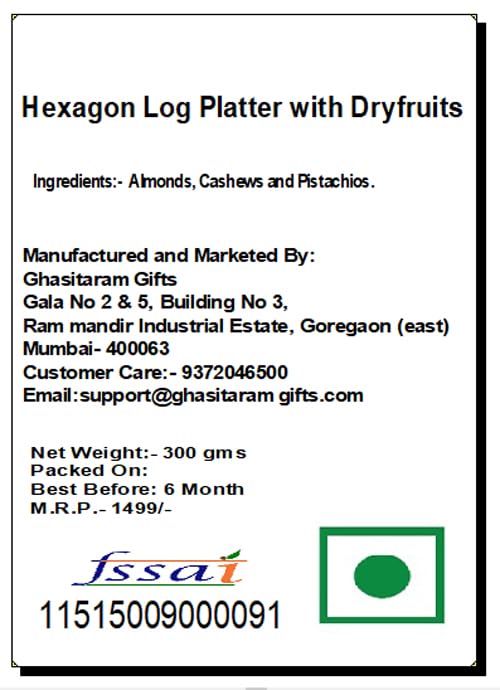 Premium Hexagon Wooden Serving Platter for Dry Fruits - Elegant Diwali Gift Set by Ghasitaram - Perfect for Festive Celebrations, Home Decor, and Party Serving