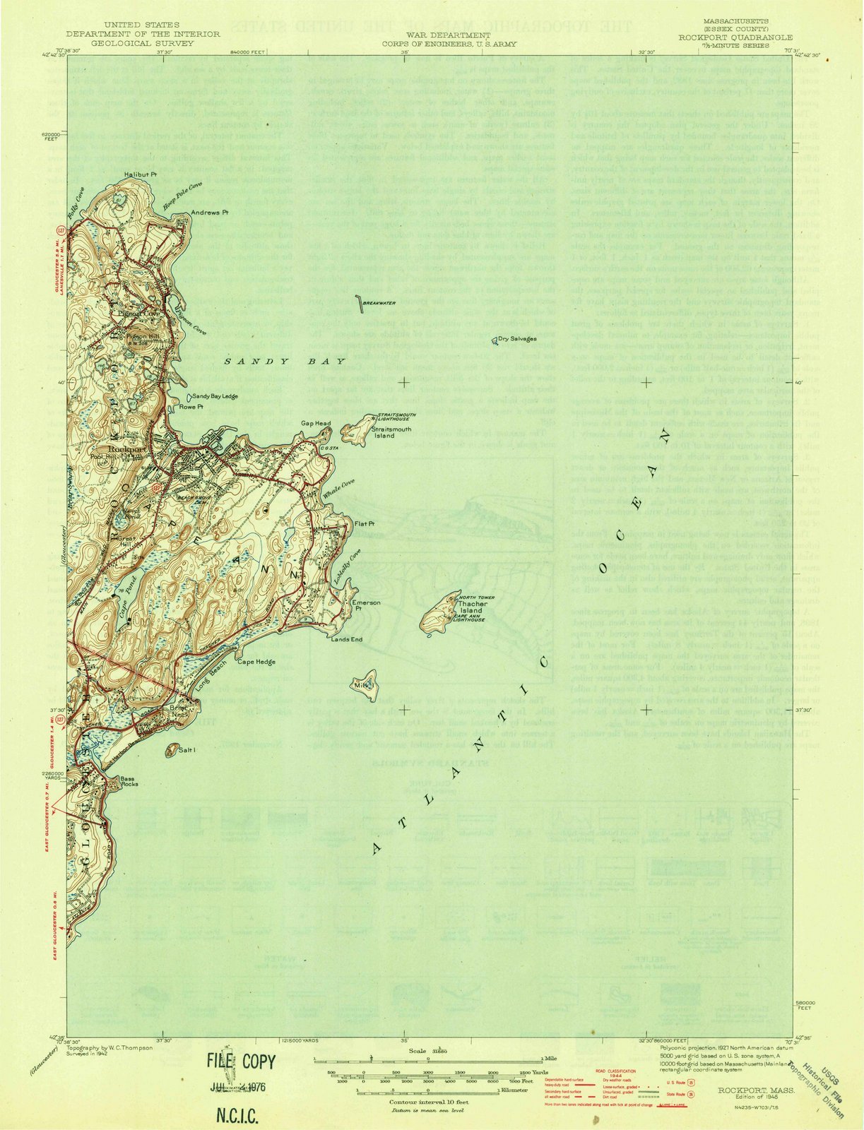 **Vintage 1945 Rockport Massachusetts USGS Topographic Map - Large 44x59 Inch Historical Wall Art for Home, Office & Classroom Decor**