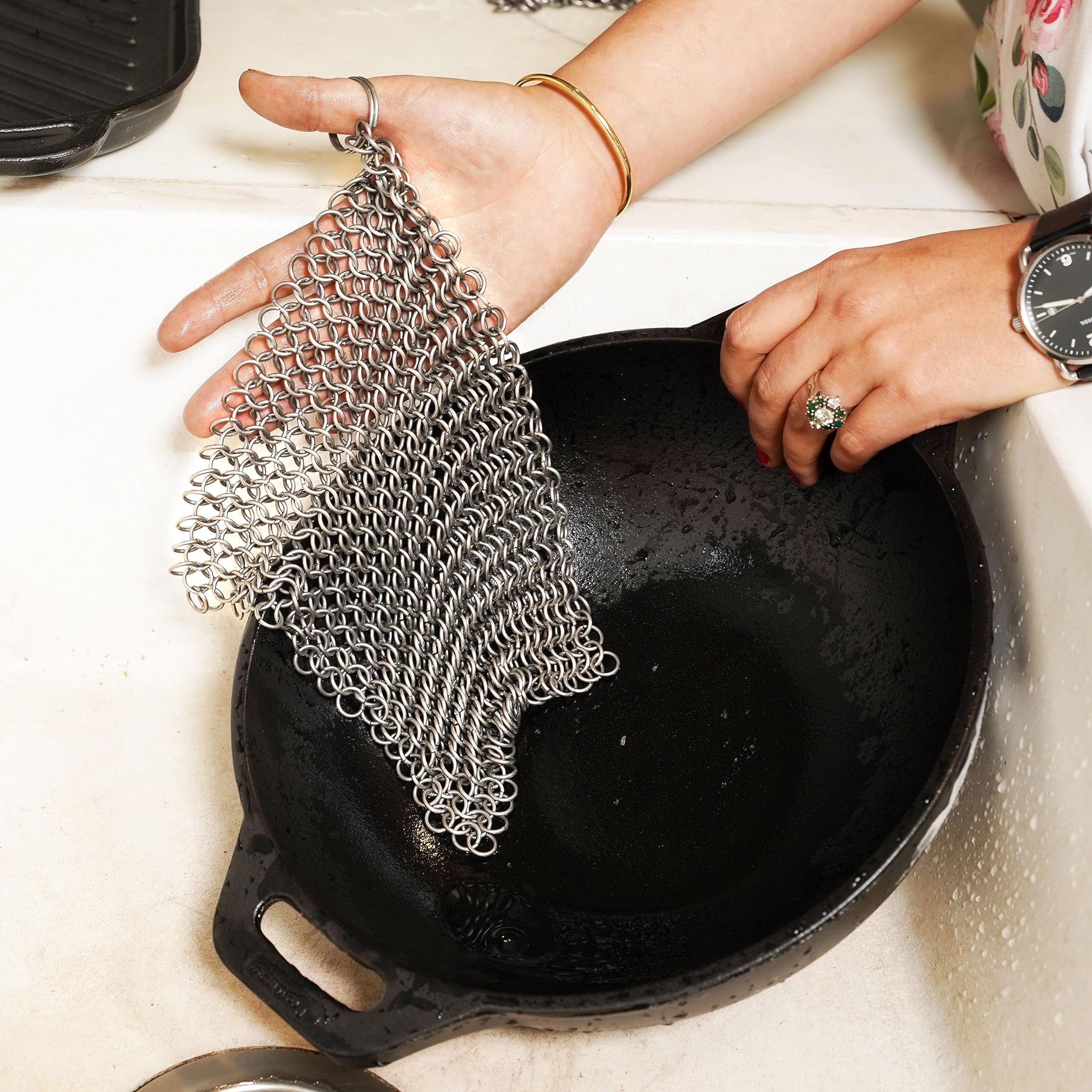 Premium 316L Stainless Steel Chainmail Scrubber Cleaner 7.8