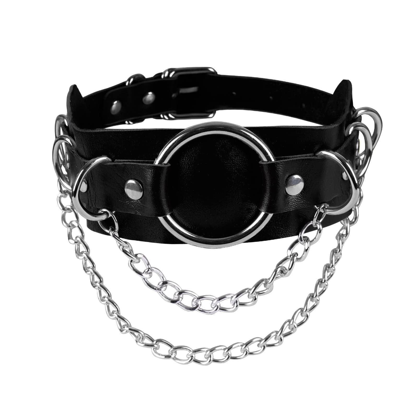 Women's Leather Body Harness Collar Necklace - Punk Gothic Fashion Metal Chain Choker for Carnival Costume & Alternative Style Accessories | Perfect for Halloween, Cosplay, and Edgy Streetwear Outfits