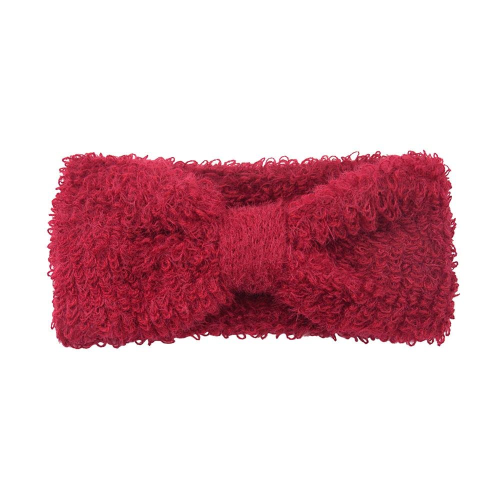 Stylish Knotted Crochet Turban Headband - Soft Plush Winter Hair Accessories for Women (Red) | Perfect for Cold Weather, Outdoor Activities & Fashionable Outfits
