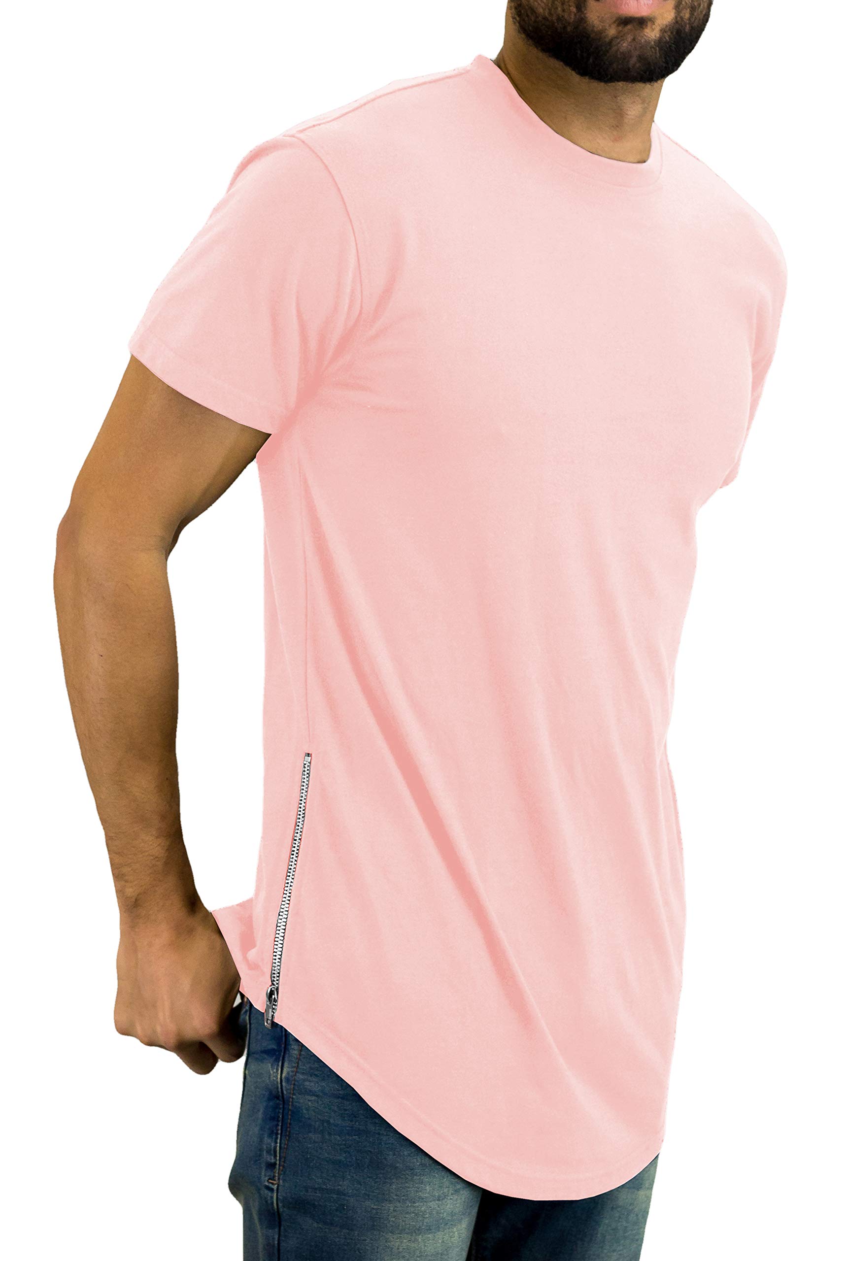 Bleecker & Mercer Men's Hip Hop Streetwear Longline T-Shirt - Stylish Scoop Bottom Tee for Urban Fashion & Casual Wear
