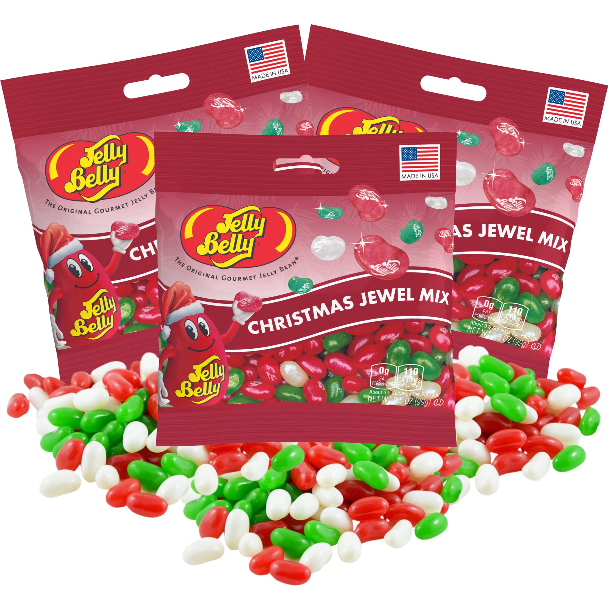 Needzo Christmas Jewel Mix 2024 Jelly Beans - Sparkling Very Cherry, Green Apple & Cream Soda Flavored Candies | Bulk Pack of 3 | Perfect for Candy Bowls, Holiday Parties & Gift Bags