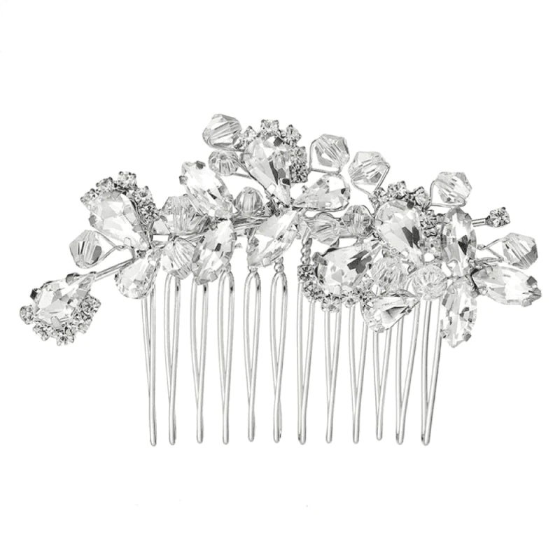 Elegant Silver Bridal Hair Comb with Sparkling Crystals - Perfect for Weddings, Prom & Special Occasions (A7919)