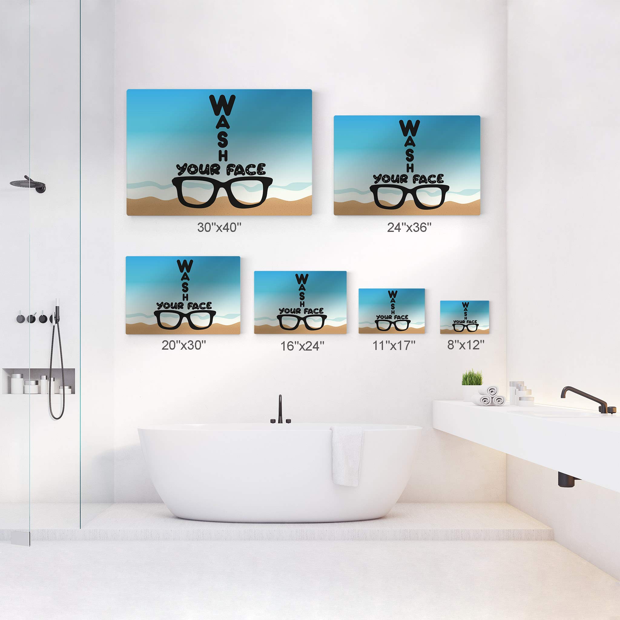 Smile Art Design 'Wash Your Face' Quote Metal Print - Funny Bathroom Sign for Kids, Nursery & Home Decor - Ready to Hang Wall Art (30x40 inches, Made in USA) - Perfect for Bathrooms, Kids' Rooms & Playrooms