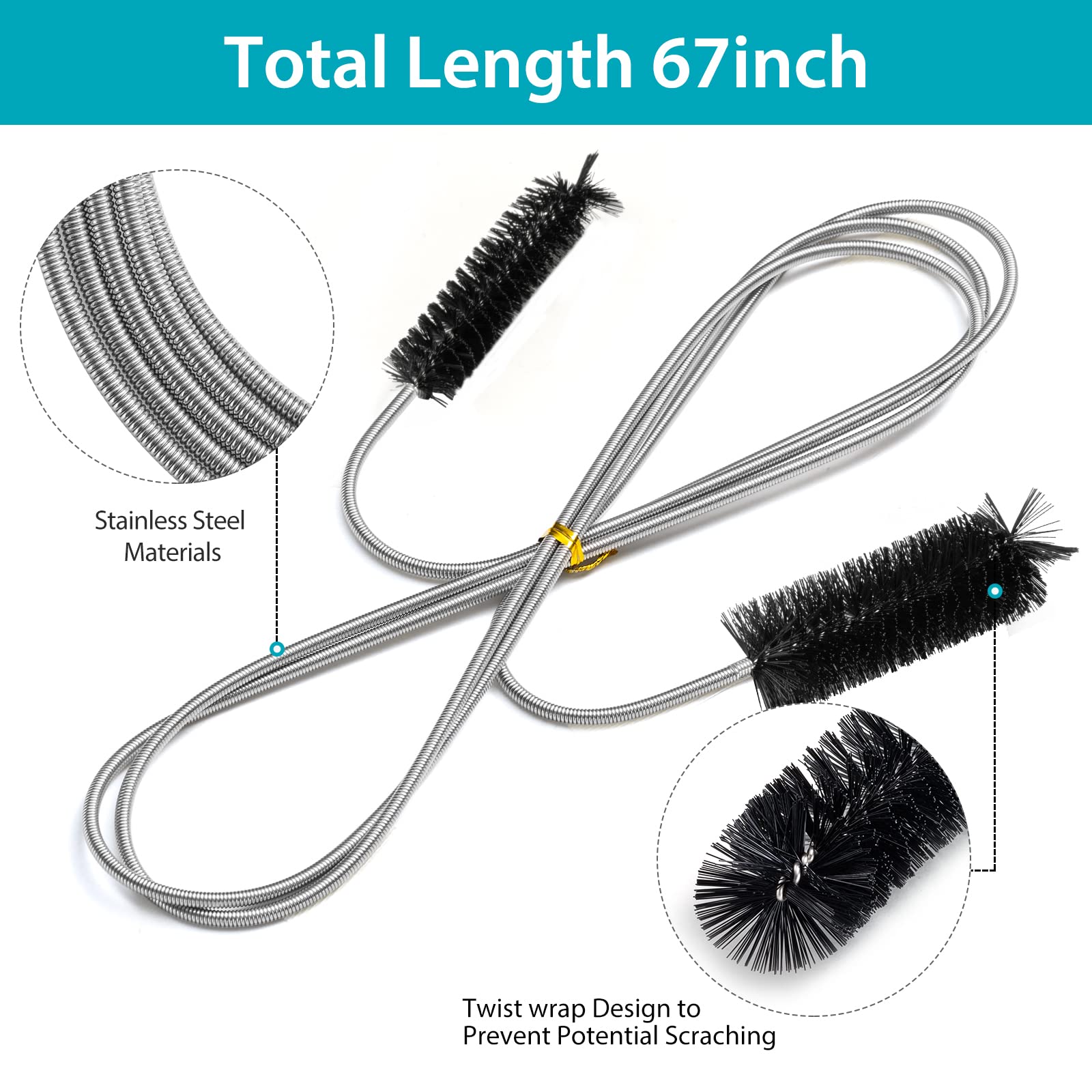 Flexible Drain Cleaning Brush - Slim Pipe & Hose Cleaning Tool for Kitchen Sink, Shower Drain, and Feeding Tubes (Black) | Perfect for Home Plumbing Maintenance