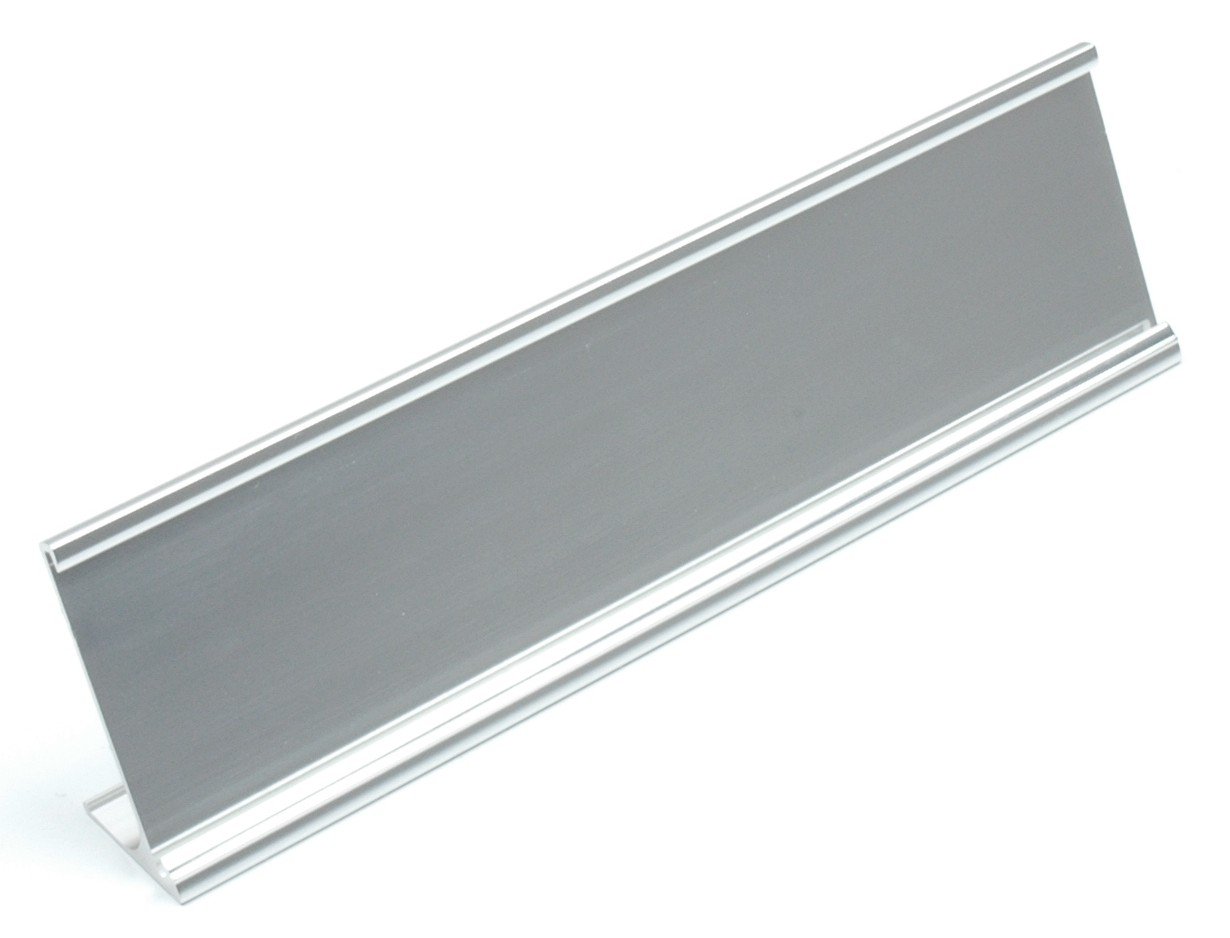 Silver Name Plate Holders for Desk - 2x10 Inches, Pack of 10 - Perfect for Office Name Tags, Reception Desks & Professional Workspaces