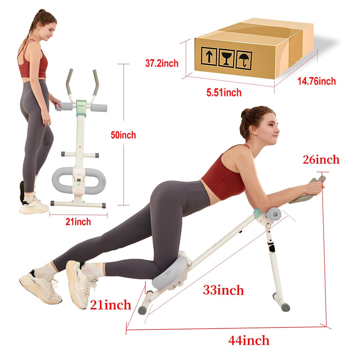 Adjustable Ab Machine for Home Gym - Foldable Abdominal Trainer with LCD Monitor for Core & Stomach Workout | Perfect for Home Fitness, Office Exercise & Small Spaces
