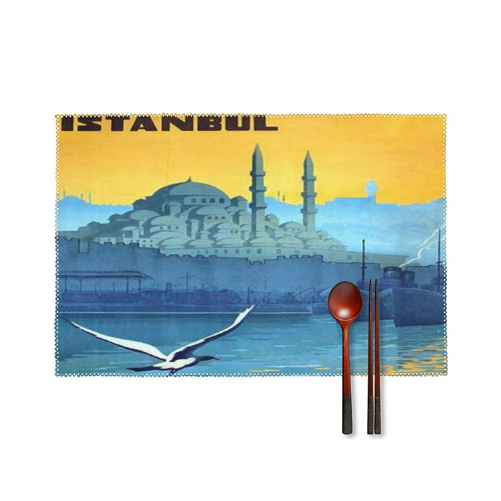 Vintage Istanbul Turkey Tourism Poster Print Placemats - Set of 4 (12