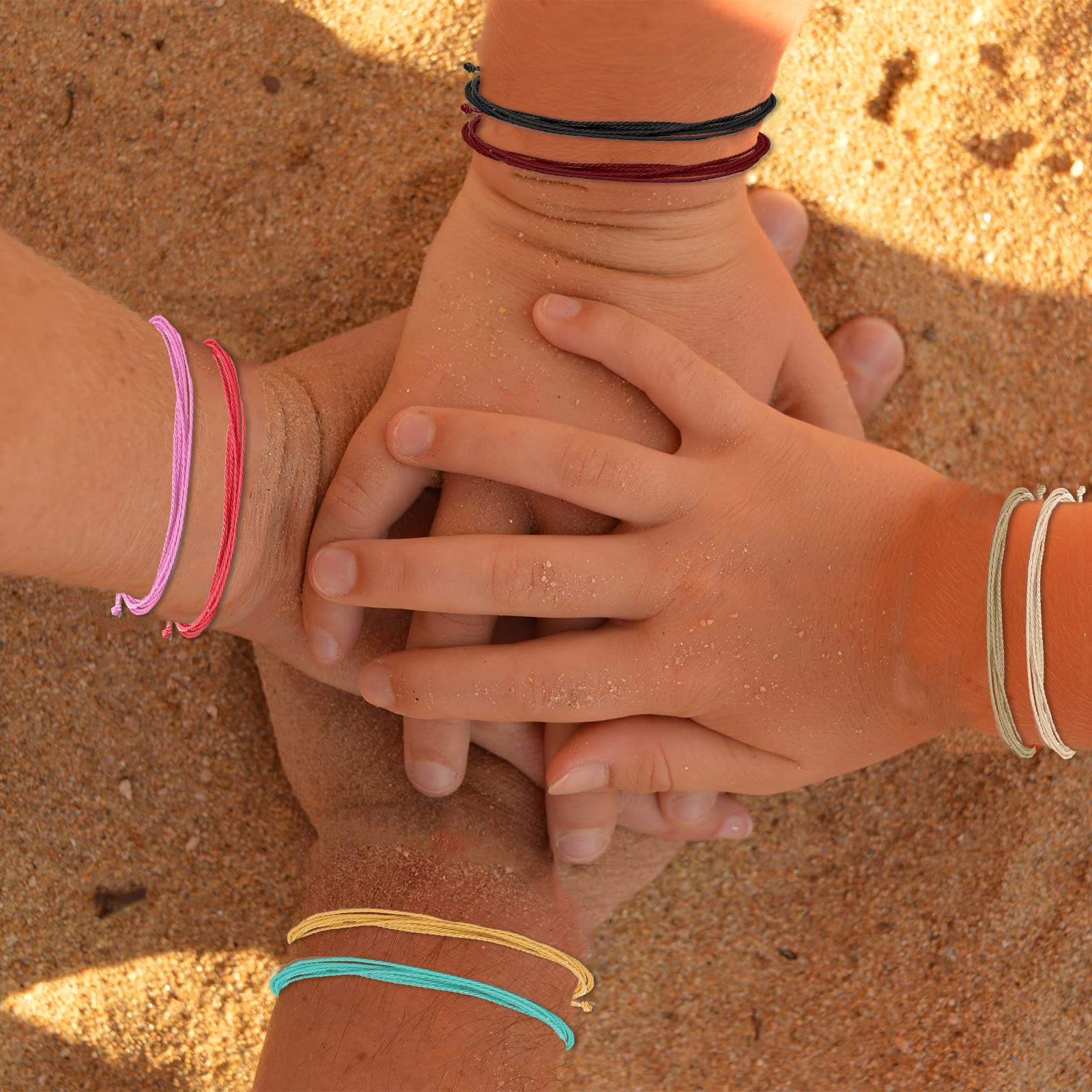 Blue Friendship Bracelets for Women - Adjustable Boho Bracelets with Sunflower Charm, Cute Stackable Surfer Beach Bracelets - Perfect for Summer, Gifts, Stocking Stuffers & Beach Party Essentials