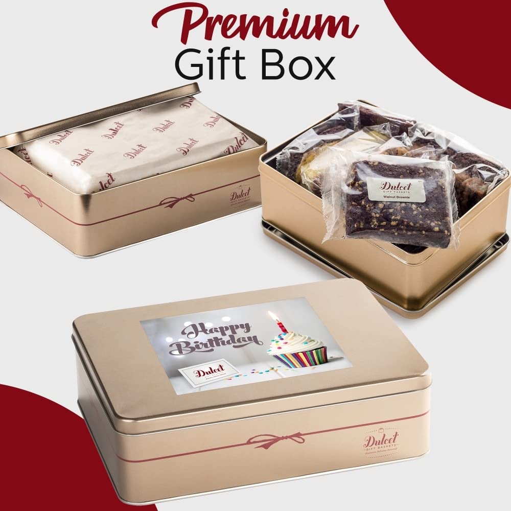 Premium Happy Birthday Food Gift Baskets - Gourmet Snack Box for Women, Men, Teens & Family - Thoughtful Birthday Gifts for Friends & Relatives by Dulcet Gift Baskets | Perfect for Office Celebrations, Housewarming Parties & Holiday Surprises