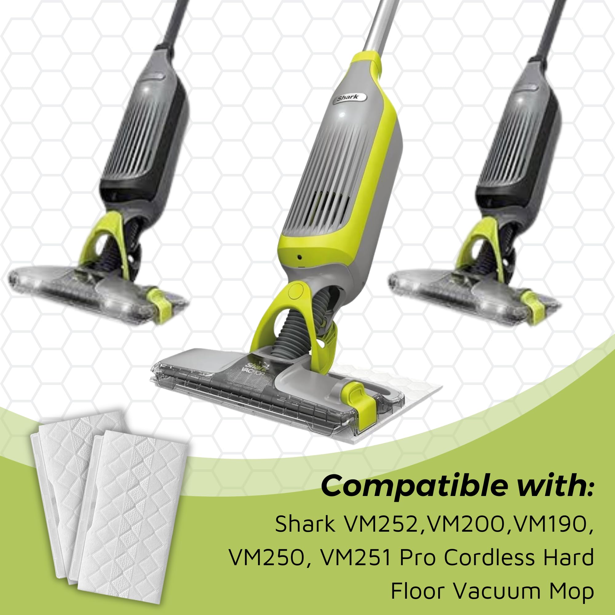 24 Pack Thicker VACMOP Replacement Pads for Shark VM252 VM200 VM190 VM250 VM251 Vacuum Mop - Disposable Hard Floor Cleaning Refills for Kitchen, Bathroom & Living Room Floors