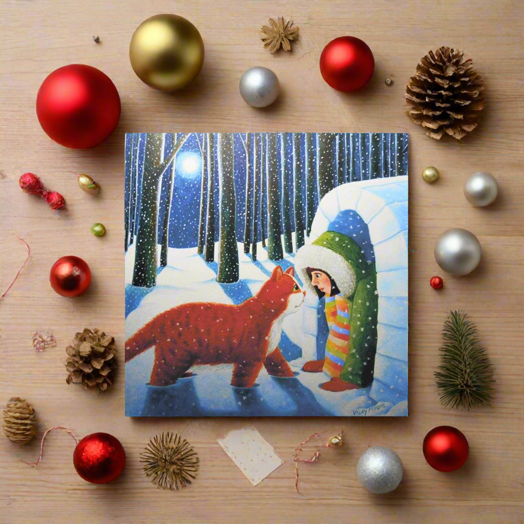 Otto the Cat Christmas Card - Festive Holiday Greeting Card with Igloo Design - Perfect for Cat Lovers & Christmas Gifts