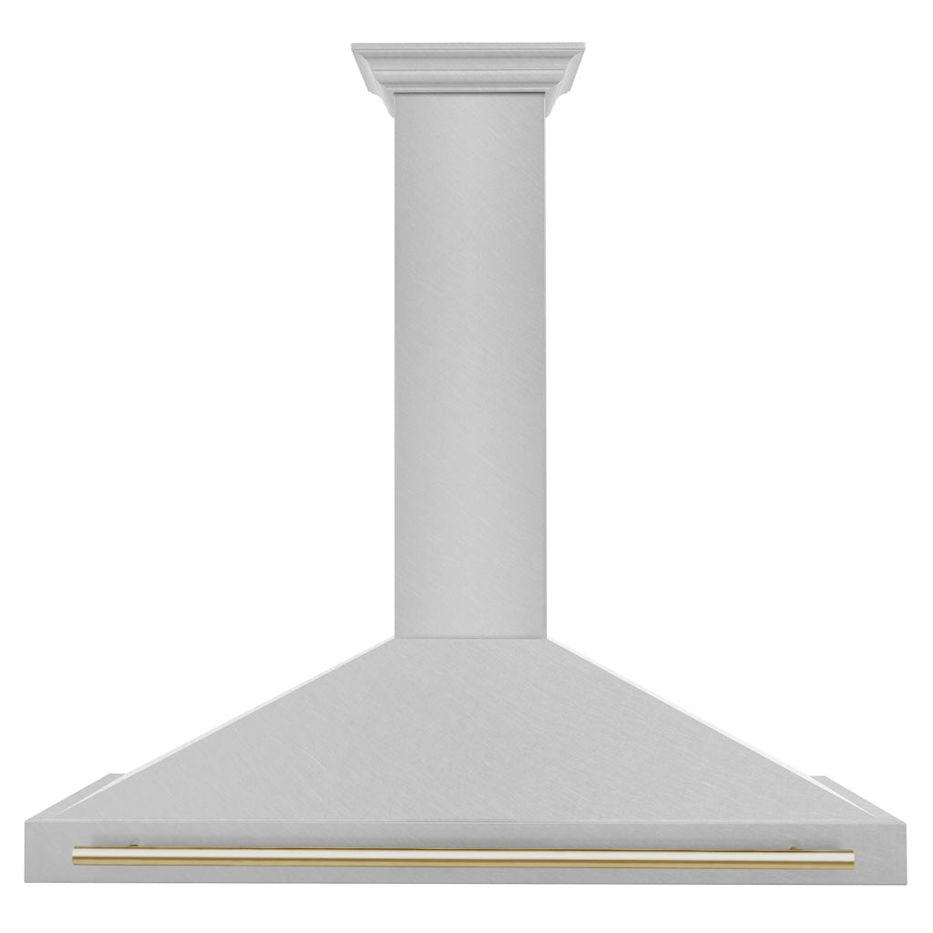 ZLINE KB4SNZ 36 G Autograph Edition 36-Inch Stainless Steel Wall Mount Range Hood with Convertible Satin Finish & Polished Gold Handle - Perfect for Modern Kitchens & Luxury Home Upgrades
