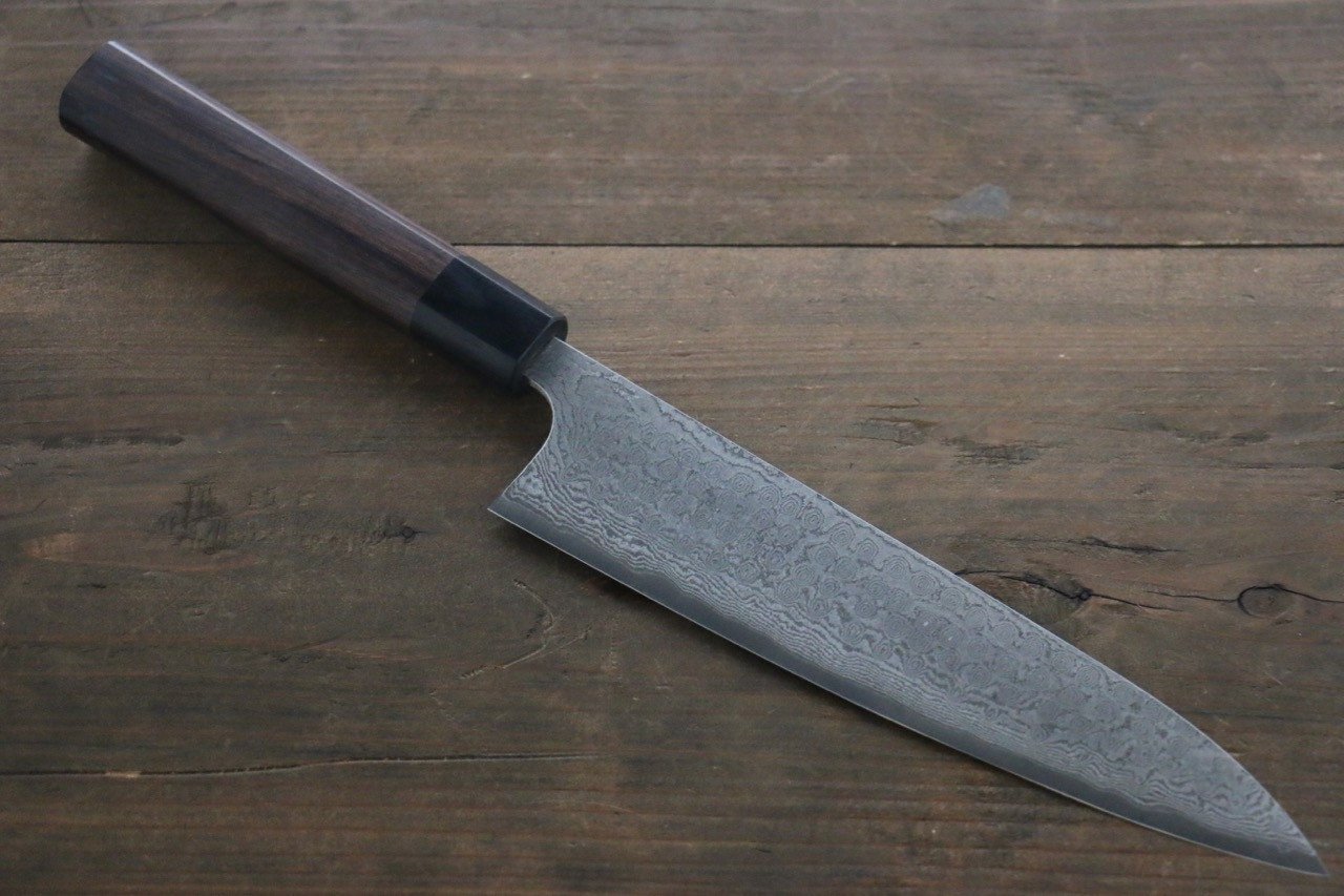 Premium Nao Yamamoto VG10 Black Damascus Gyuto Chef Knife 210mm - High Carbon Stainless Steel Blade with Shitan Wood Handle - Perfect for Sushi, Meat Slicing & Professional Kitchen Use