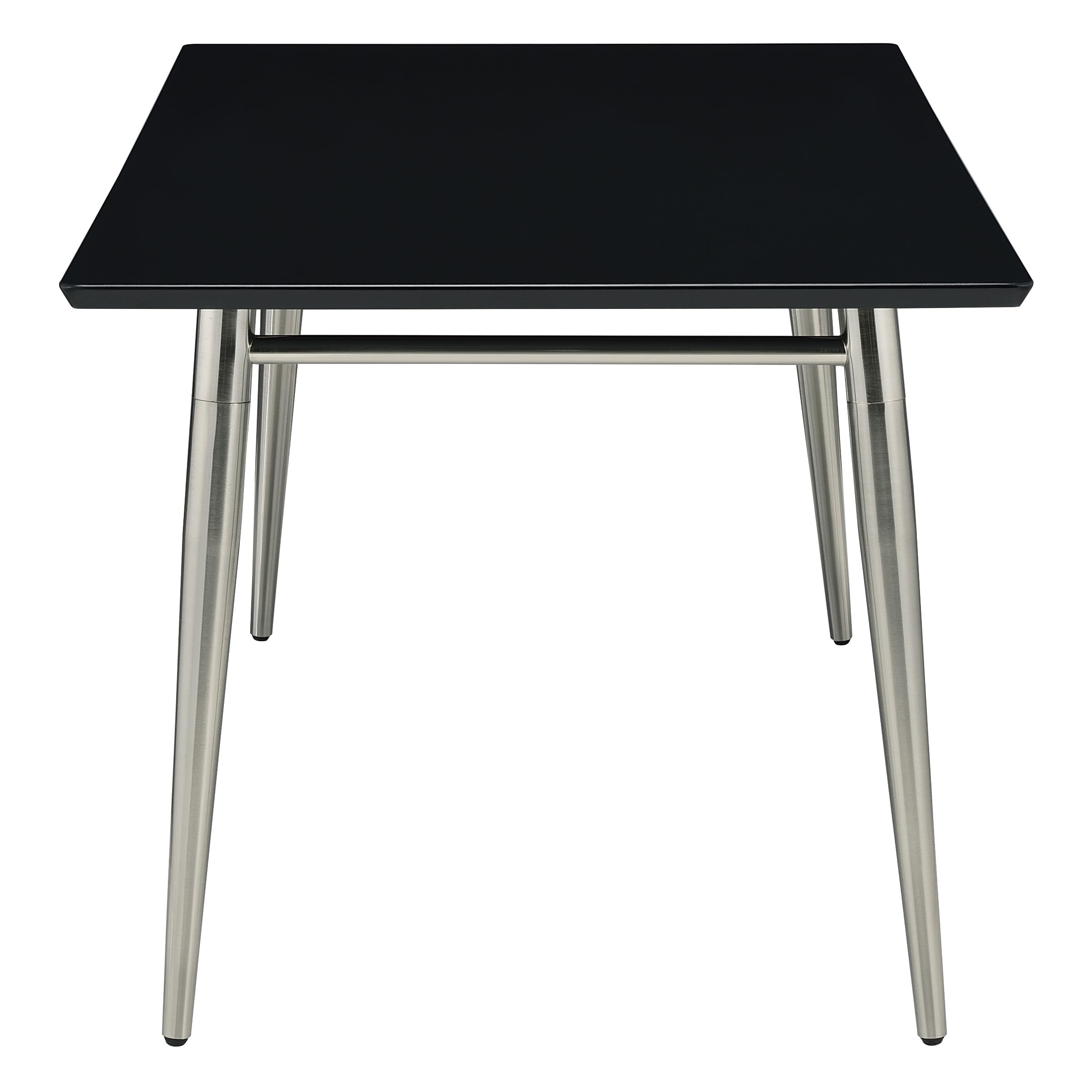 Modern Rectangle Coffee Table Black Top Brushed Nickel for Living Room