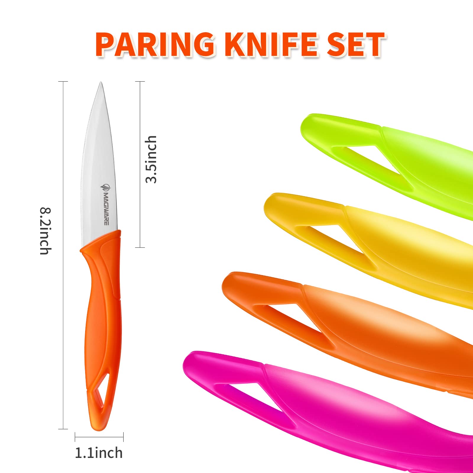 8PCS Ultra Sharp Paring Knife Set with Cover - 3.5 Inch Small Kitchen Knives for Vegetables, Fruits & Precision Cutting | Perfect for Meal Prep, Cooking & Crafting