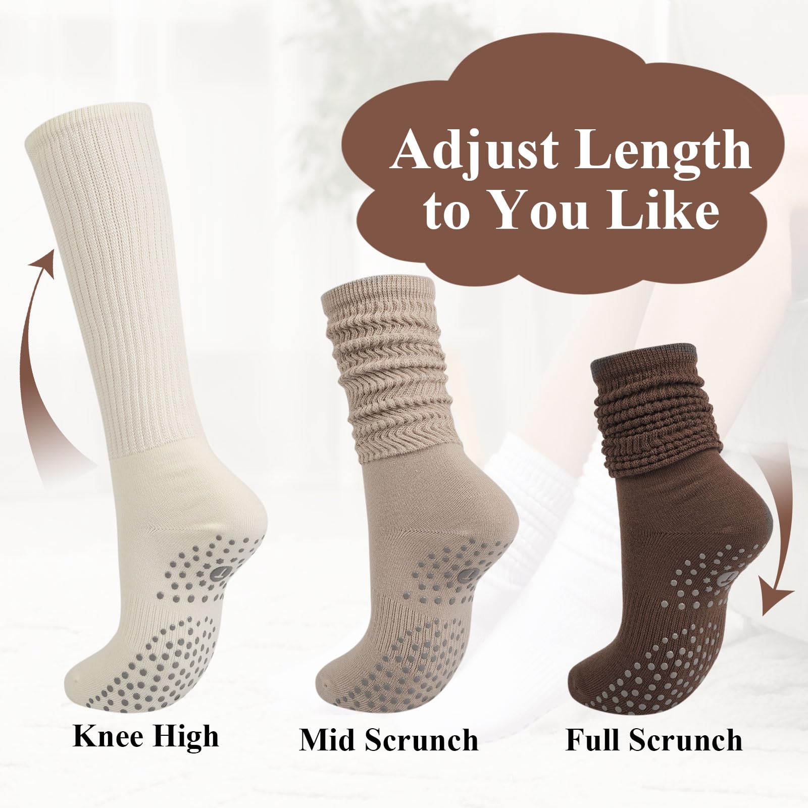 Grip Pilates Socks for Women - Non-Slip Yoga Socks with Toe Separators for Barre, Workout, Hospital, and Home Use