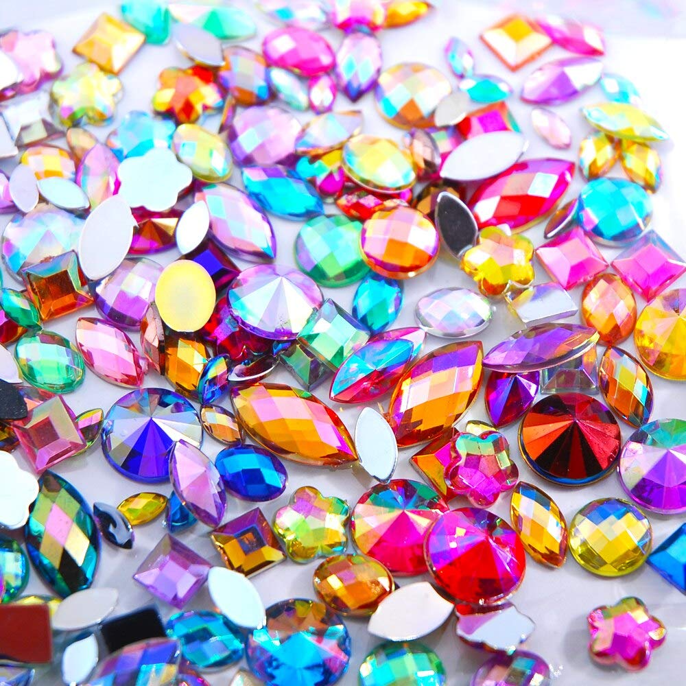 600Pcs/Lot 3D Acrylic Rhinestone Nail Art Decorations - Crystal AB Mix Shapes & Sizes for DIY Nails, Manicure, Jewelry Making | Perfect for Nail Salon, Home DIY, Party Glam Looks