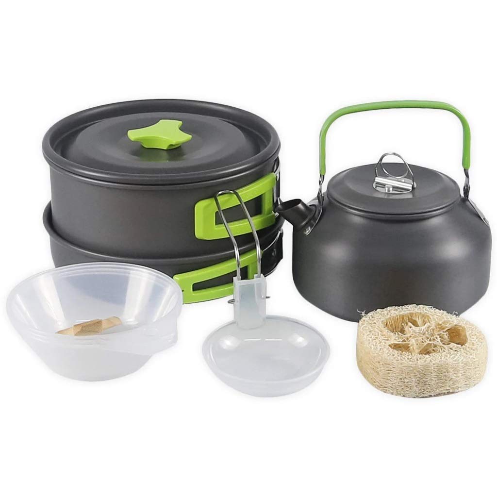 Premium Camping Cookware Kit - Lightweight Outdoor Cooking Set for Hiking, Picnic & Backpacking | Portable Travel Tableware for Camping & Adventure Trips