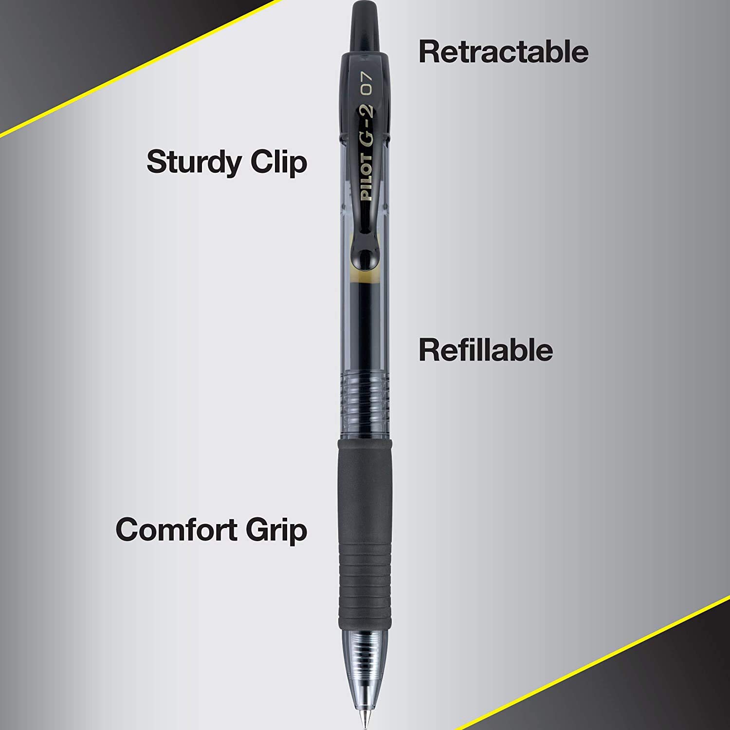Premium PILOT G2 Retractable Gel Pens - Fine Point 0.7mm Black Ink, 12-Pack (3 Sets of 12) - Smooth Writing for Office, School & Note Taking - Refillable Rollerball Pens for Professionals & Students