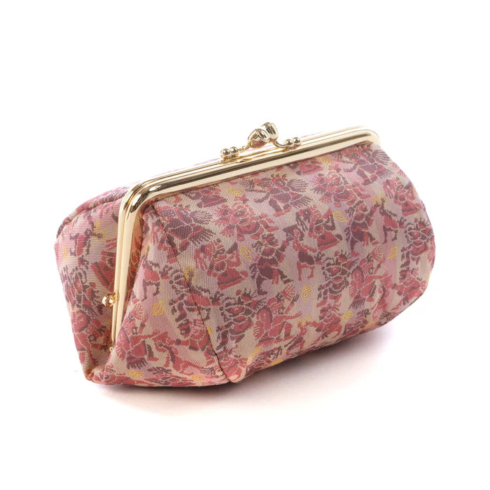 Authentic Kyoto Nishijin Woven Small Pouch - Aztec Mythology Design | Japanese Gamaguchi Cosmetic & Makeup Bag | Travel Toiletry Organizer, Stationery Pouch & Bag-in-Bag for Women's Accessories | Perfect for Daily Use, Gift Giving & Cultural Enthusiasts