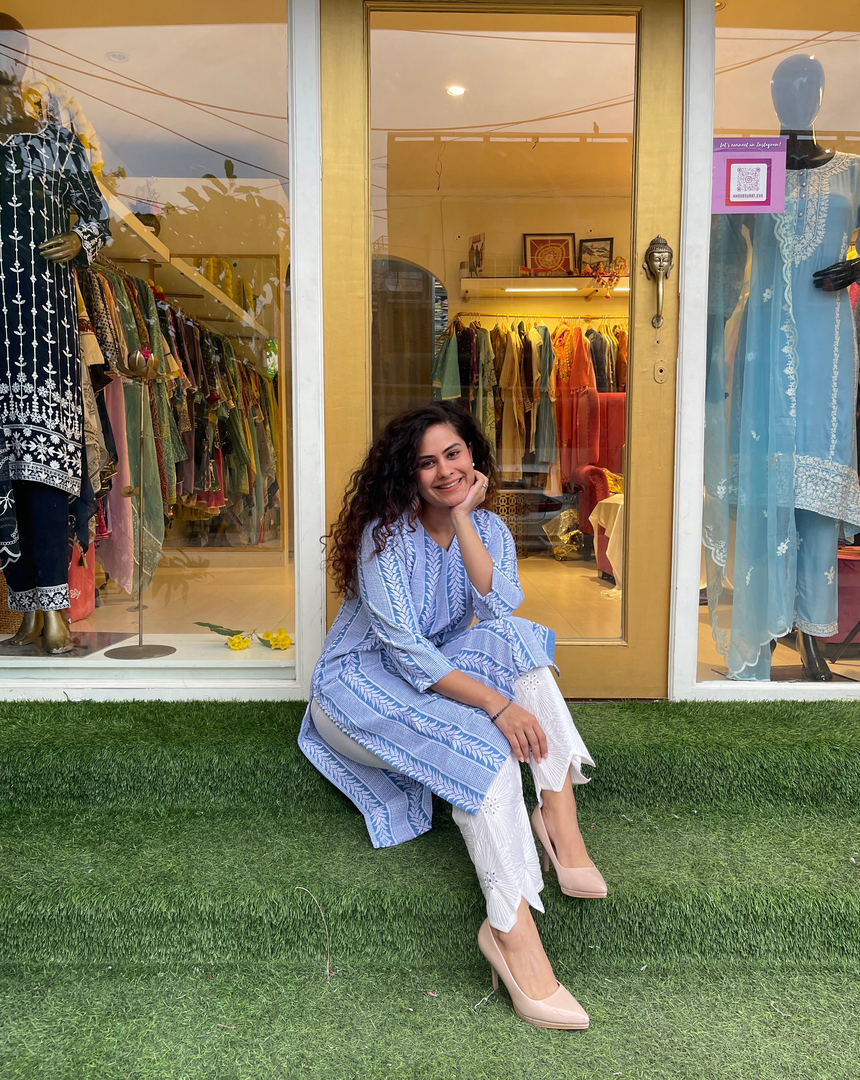 LILY BLUE KURTA SET - Stylish Indian Ethnic Wear for Women | Perfect for Festivals, Weddings & Casual Outings