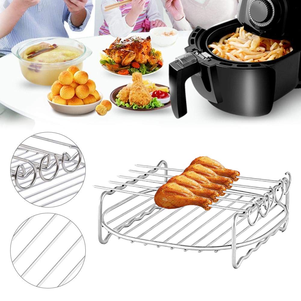 AAZzihang9 Air Fryer Double Layer Rack - Premium Air Fryer Accessories for Cooking & Grilling, Multi-Purpose Stainless Steel Rack with Skewers, Perfect for BBQ, Kebabs, Roasting & Baking - Ideal for Family Dinners, Parties & Healthy Meal Prep
