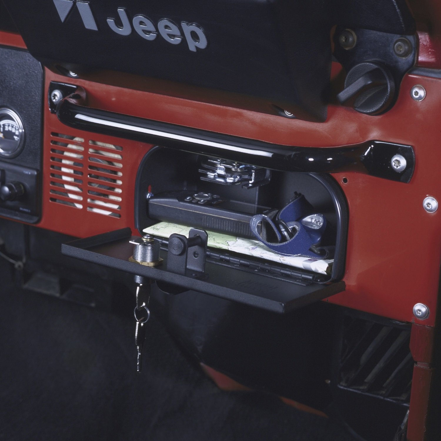 Tuffy Jeep CJ Security Glove Box Lock - Heavy Duty Steel Storage Compartment for Jeep CJ5 CJ7 Scrambler - Perfect for Off-Roading & Vehicle Protection