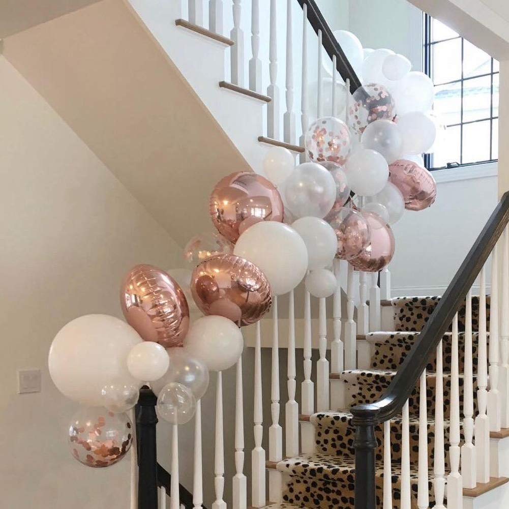 Rose Gold Balloon Garland Arch Kit - 76 Pieces White & Rose Gold Confetti Balloons for Baby Shower, Wedding, Birthday, Bachelorette Party Decorations | Perfect for Backdrop, Photo Booth & Party Background Decor