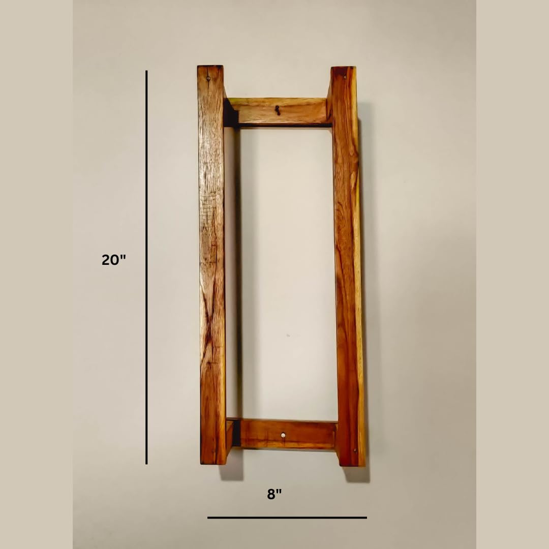 Premium Sheesham Wood Bathroom Towel Holder Stand - Solid Wood Wall Mounted Towel Rack & Shelf Organizer for Rolled Towels | Eco-Friendly Bathroom Storage Solution (50L x 20W x 8.8H cm) - Perfect for Spa, Guest Bathroom & Luxury Home Decor