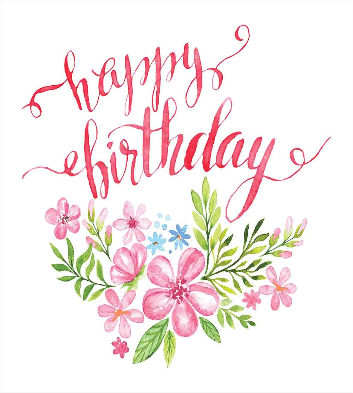 Lunarable Happy Birthday Duvet Cover Set - Queen Size 3-Piece Bedding with Floral Hand Lettering Design, 2 Pillow Shams in Apple Green & Pale Pink | Perfect for Birthday Decorations, Bedroom Makeovers & Gift Ideas