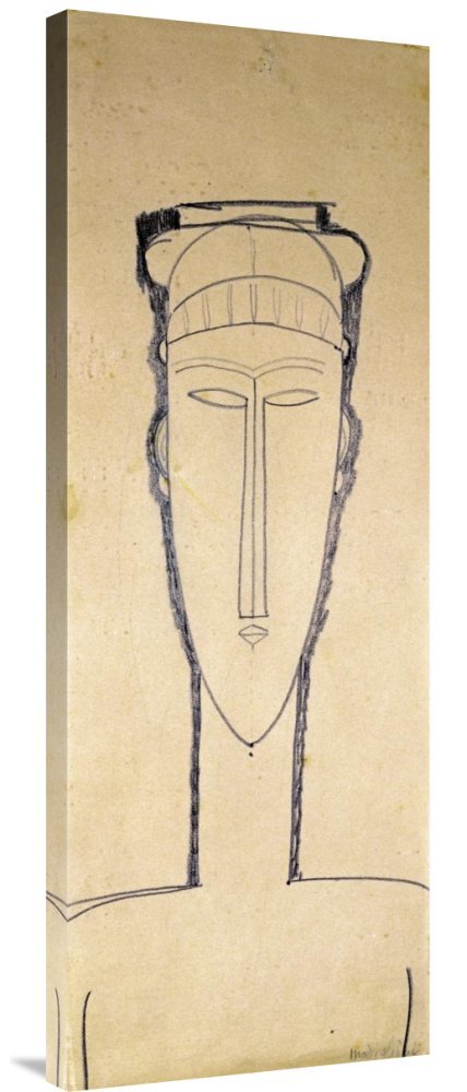 Budget Amedeo Modigliani Tete De Cariatide Canvas Wall Art Print - Gallery Wrap Giclee Reproduction - Perfect for Living Room, Bedroom & Office Decor