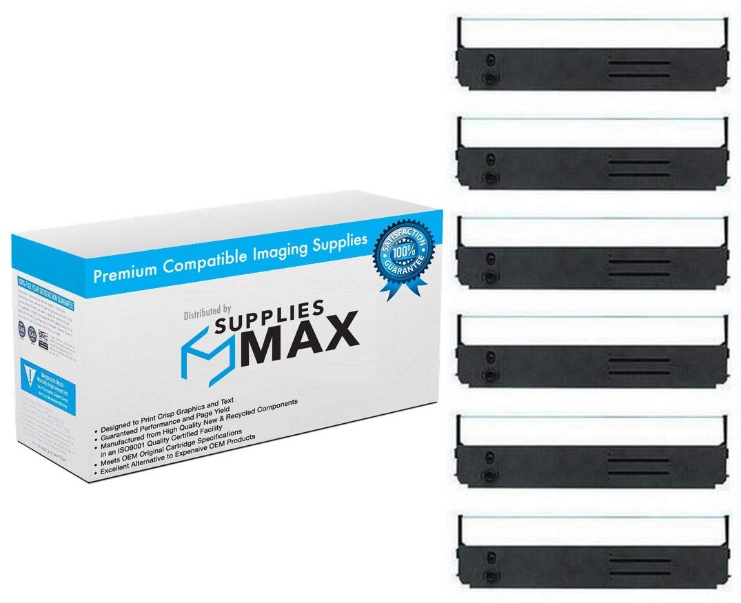 Compatible Replacement for Porelon 11592 Black Printer Ribbons (6-Pack) - Works with Okidata 52103601 & 52105801 - Ideal for Office Printing, Shipping Labels, and Receipts