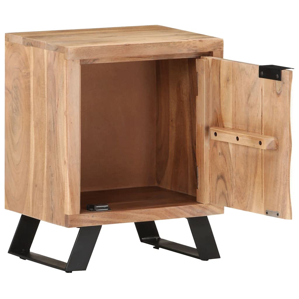 Modern Acacia Wood Nightstand with Live Edges - 15.7