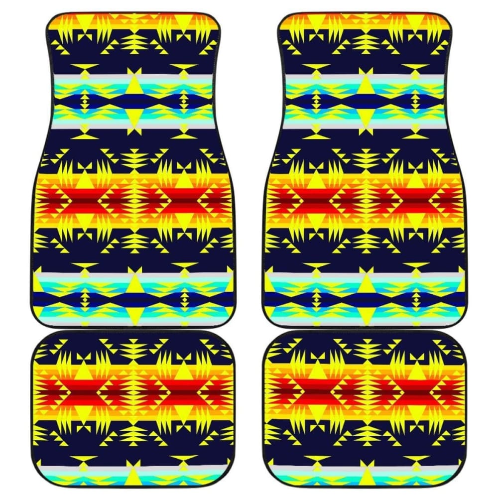 Premium Navy & Yellow Car Floor Mats - Heavy Duty All-Weather Protection for SUVs, Trucks & Off-Road Vehicles | Perfect for Mountain Adventures & Outdoor Enthusiasts