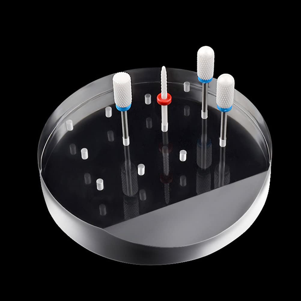 Lurrose Acrylic Round Nail Drill Bit Organizer - Manicure Tool Display Stand for Nail Art Supplies, Grinding Head Holder & Nail Drill Bits Container | Perfect for Salon, Home Use & Professional Nail Technicians