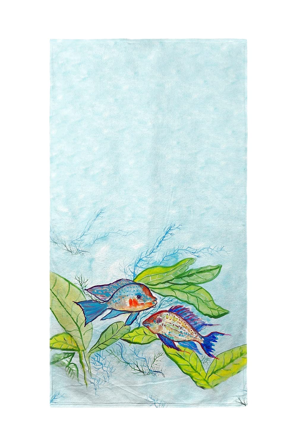 Betsy Drake Pair of Fish Beach Towel - Soft Absorbent Quick-Dry Bath Towel for Pool, Beach, Yoga & Gym - Cute Fish Design Summer Accessories