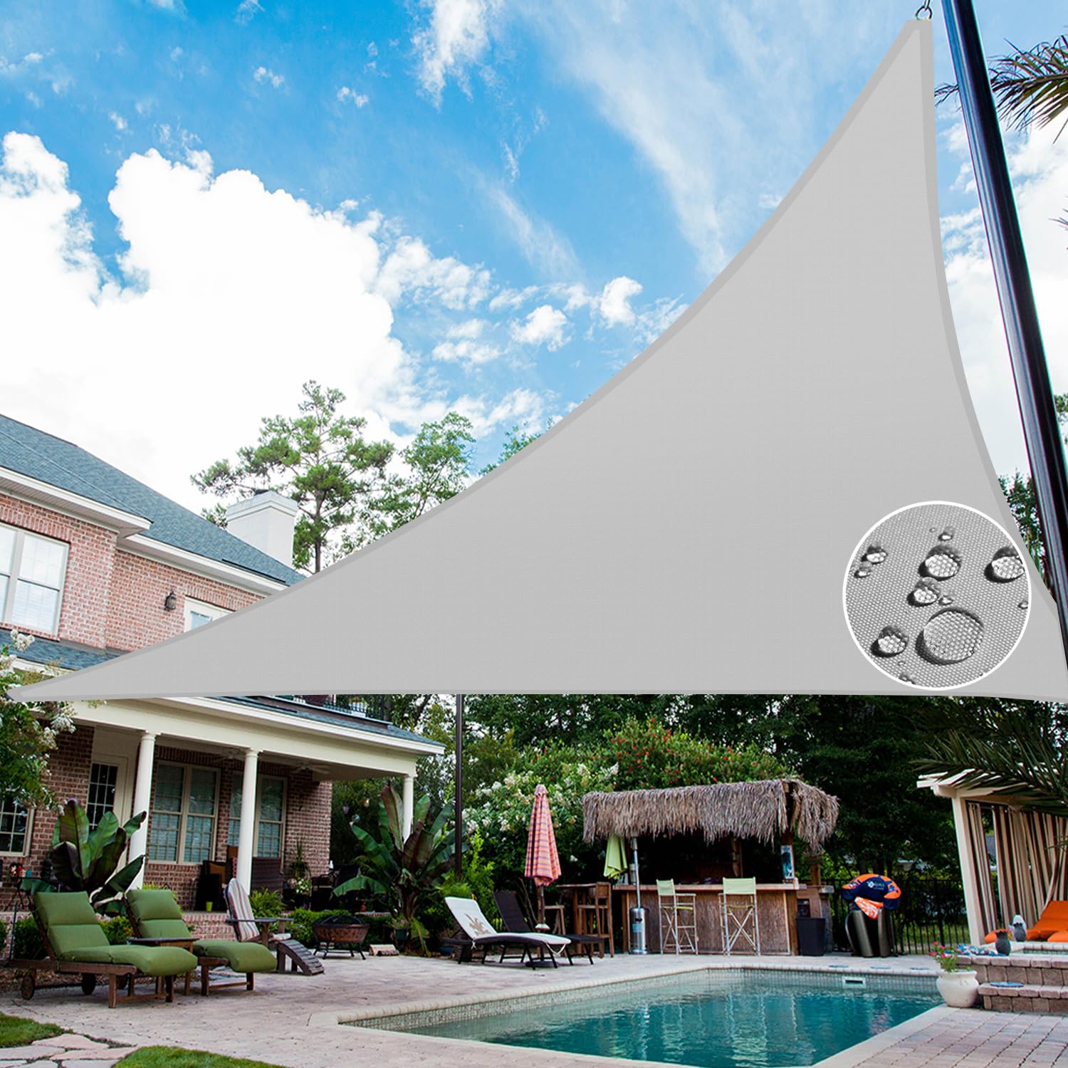 5' x 5' x 5' Waterproof Triangle Sun Shade Sail - 95% UV Block Gray Canopy for Patio, Garden, Backyard & Deck | Outdoor Sun Protection & Cooling Solution for Summer Relaxation