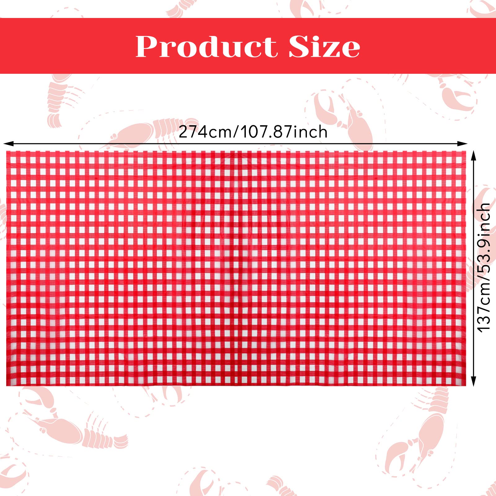 30 Pcs Disposable Crawfish Bibs & 2 Pcs 54x108 Inch Red Gingham Tablecloths - Crawfish Boil Party Set for Seafood Restaurants, Picnics, Outdoor Gatherings & Summer BBQs