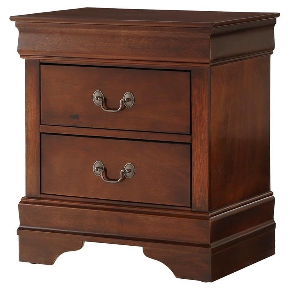 Pemberly Row Wood Nightstand with 2 Drawers - Traditional Cherry Brown Bedside Table for Bedroom - Perfect for Bedside Storage, Reading Nook & Small Space Furniture