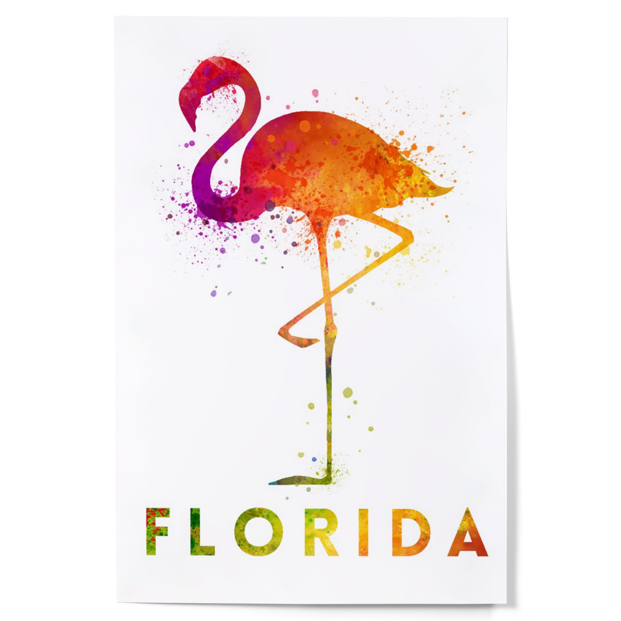 Lantern Press 12x18 Inch Flamingo Watercolor Art Print - Florida Tropical Wall Decor for Living Room, Bedroom & Office
