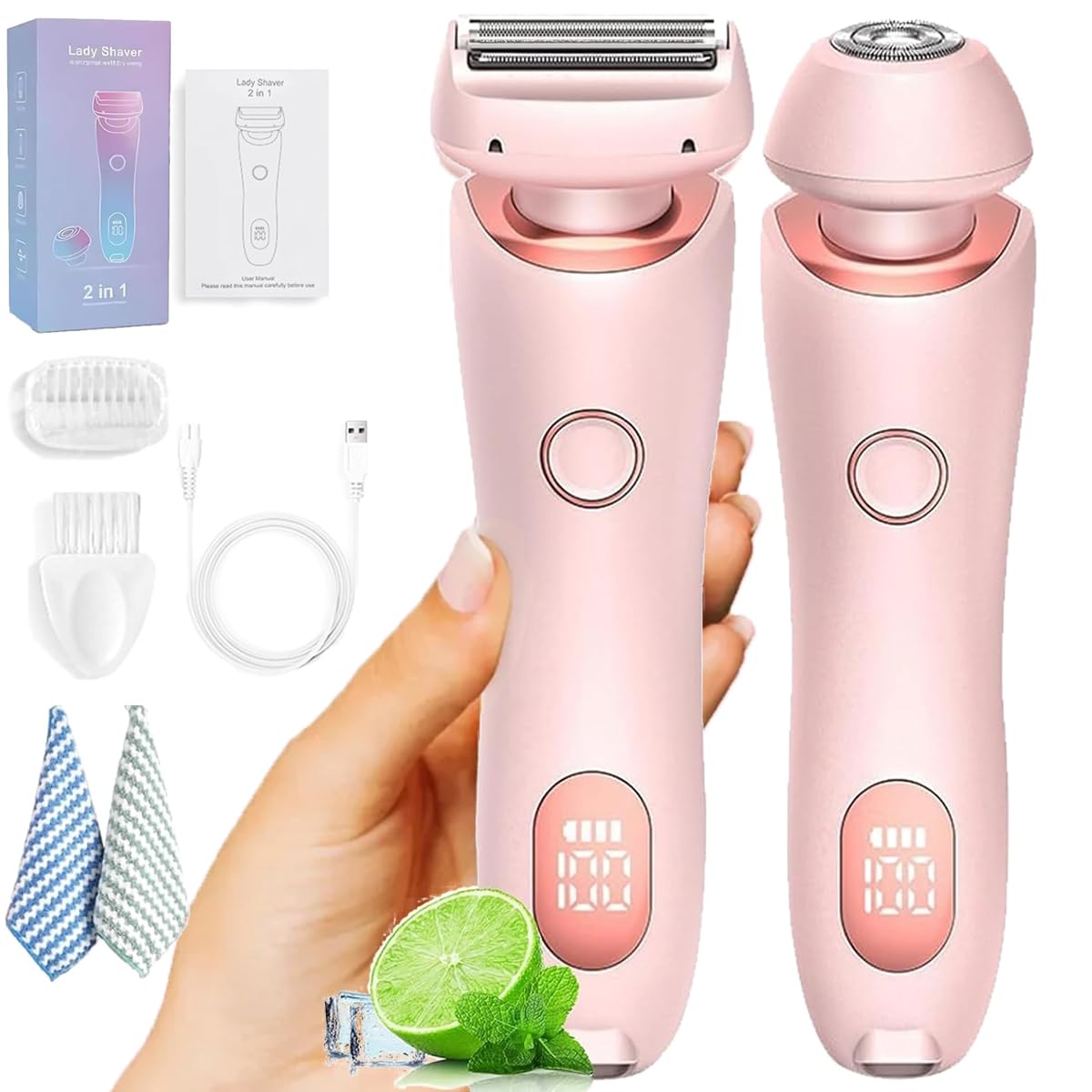 Modira Mermaid Shaver - Waterproof Electric Razor for Women, 2-in-1 Bikini Trimmer & Body Shaver, IPX7 Wet/Dry Use, Pink - Perfect for Travel, Beach & Sensitive Skin Care
